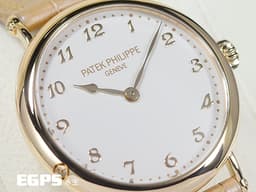Patek Philippe 百達翡麗 PP錶 Calatrava系列 7200R-001 7200 18K玫瑰金材質 <font color=#F2E6E6>乳白色粒紋錶盤</font> <font color=#f5dea8>超薄 22K金微型自動盤</font> <font color=#FF0000>2021年保單</font> 自動上鍊 34.6mm