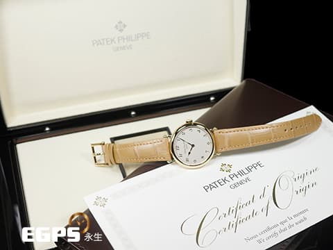 Patek Philippe 百達翡麗 PP錶 Calatrava系列 7200R-001 7200 18K玫瑰金材質 乳白色粒紋錶盤 超薄 22K金微型自動盤 2021年保單 自動上鍊 34.6mm