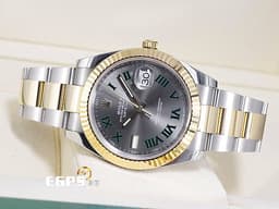 ROLEX 勞力士 DATEJUST 126333 蠔式日誌型 半金款 18K黃金 <font color="#009100">綠羅馬時標面盤</font> DJ41 經典三角坑紋錶圈 <font color="#FF0000">2019年保卡</font> 自動上鍊 41mm