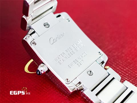 CARTIER 卡地亞 Tank Francaise 法國坦克 小型款 W4TA0008 象牙白色面盤 鑲嵌24顆圓形鑽石 藍鋼劍形指針 經典 不鏽鋼材質 2022年保卡 石英機芯 25X20mm