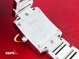 CARTIER 卡地亞 Tank Francaise 法國坦克 小型款 W4TA0008 象牙白色面盤<font color="#33CCFF"> 鑲嵌24顆圓形鑽石 藍鋼劍形指針</font> 經典 不鏽鋼材質 <font color="#ff0000">2022年保卡</font> 石英機芯 25X20mm