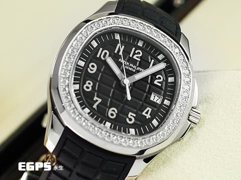 Patek Philippe 百達翡麗 PP錶 Aquanaut 5267 海底探險家 5267/200A-001 黑色面盤 不鏽鋼材質 橡膠錶帶款  原鑲鑽圈(48顆鑽石：約1.11克拉)&nbsp;2025年保單 石英機芯&nbsp;38.8mm