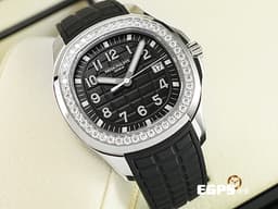 Patek Philippe 百達翡麗 PP錶 Aquanaut 5267 海底探險家 5267/200A-001 黑色面盤 不鏽鋼材質 <font color="#05f0f0">橡膠錶帶款  原鑲鑽圈(48顆鑽石：約1.11克拉)&nbsp;</font><font color="#ff0000">2025年保單</font> 石英機芯&nbsp;38.8mm