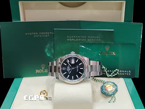 ROLEX 勞力士 Datejust 41 蠔式日誌型 126334 亮黑色面盤&nbsp;不鏽鋼 DJ41 經典三角坑紋錶圈&nbsp;2024保單 蠔式（Oyster）三節錶帶  自動腕錶 41mm