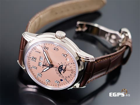 Patek philippe 百達翡麗 PP錶 Grand Complications 超級複雜功能時計 5320G-011 5320 18K白金材質&nbsp;瑩潤玫瑰金色漆面盤 鮭魚面&nbsp;萬年曆 月相盈虧 2024年保單&nbsp;自動上鍊 40mm