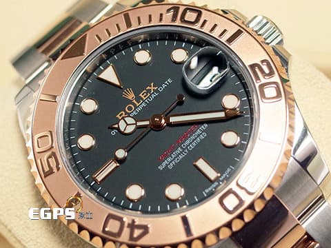 ROLEX 勞力士 Yacht-master 268621 遊艇名仕型 中型 半金款 玫瑰金 黑色面盤 2019年台灣公司貨&nbsp;自動腕錶 37mm
