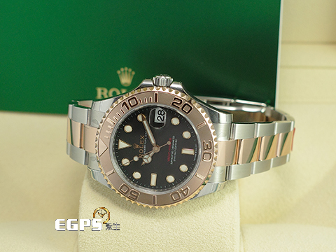 ROLEX 勞力士 Yacht-master 268621 遊艇名仕型 中型 半金款 玫瑰金 黑色面盤 <font color="#FF0000">2019年台灣公司貨&nbsp;</font>自動腕錶 37mm