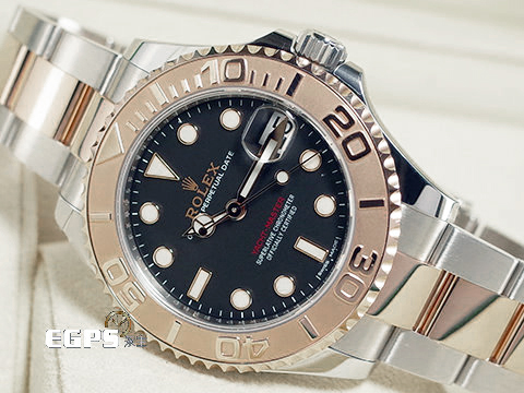 ROLEX 勞力士 Yacht-master 268621 遊艇名仕型 中型 半金款 玫瑰金 黑色面盤 2019年台灣公司貨&nbsp;自動腕錶 37mm