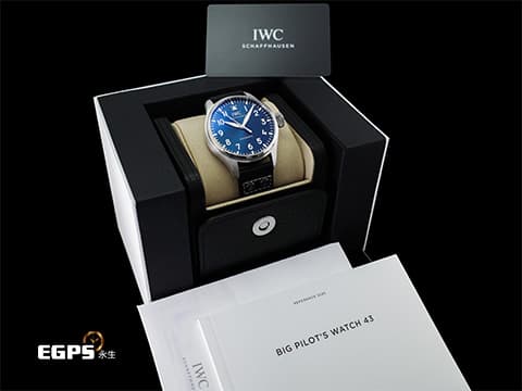 IWC 萬國 Big Pilot`s 43 大飛行員 IW329303 藍色放射紋面盤 經典 大飛 不鏽鋼 2023年保單 最新EasX-CHANGE錶帶更換系統 飛行錶 自動上鏈 43mm