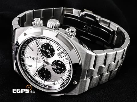 Vacheron Constantin 江詩丹頓 VC錶 Overseas Chronograph 縱橫四海 5500V 計時碼表 熊貓面盤 不鏽鋼&nbsp;2023年保單 快拆錶帶裝置 附原廠皮帶、橡膠錶帶、摺疊扣&nbsp;5500 V 自動上鍊 42.5mm