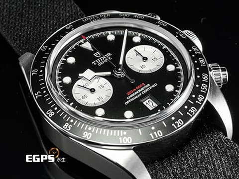 TUDOR 帝舵 Heritage Black Bay Chrono 79360 碧灣 M79360N-0007 計時碼錶 黑色織紋錶帶 2023年保單、熱門搶手黑熊貓面盤，MT5813自製機芯 自動上鍊 41mm