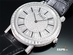 PIAGET 伯爵 Altiplano 超薄 18K白金材質 G0A37128 <font color="#FFFFFF">絕美原鑲鑽石錶圈、錶耳、錶腹、錶扣、錶冠 原鑲滿天星面盤 超薄腕錶</font>&nbsp;<font color="#ff0000">2021年保卡&nbsp;</font><font color="#FF0000">新錶參考訂價:約7,880,000元 </font> 自動上鍊 41mm