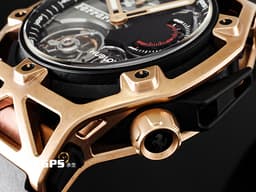 HUBLOT 宇舶 Ferrari Tourbillon 法拉利 陀飛輪 408.OI.0123.RX <font color=#f3baa1>玫瑰金和DLC塗層鈦金屬錶殼</font> 鏤空面盤 <font color=#FF0000> 七十週年紀念款 限量70只 新錶參考定價：4,512,000元</font> 計時碼錶 自動上鍊 45mm