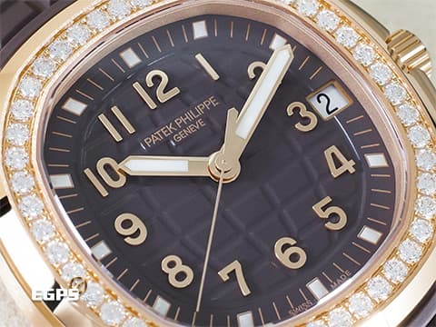 PATEK PHILIPPE 百達翡麗 PP錶 Aquanaut Luce 海底探險家 5268 無敵少見!!原鑲鑽石裱框!! 圓潤八角形錶圈 5268/200R-010貴婦名媛首選~ 超少見優雅【巧克力格紋盤】 灰褐色面盤 18K玫瑰金材質  2025年保單 自動上鍊 38.8mm