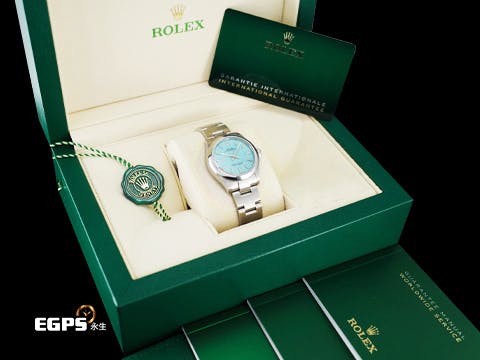 ROLEX 勞力士 Oyster Perpetual 31 經典 蠔式恆動型 277200 超夯、超熱門、超搶手的綠松石 Tiffany色面盤 OP31 不鏽鋼 2024年保卡 自動上鍊 31mm