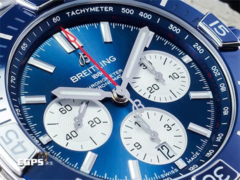 BREITLING 百年靈 Super Chronomat 44 超級計時 AB0136161C1A1 藍色面盤、陶瓷錶圈 藍色熊貓面盤 不鏽鋼材質 200米防水 2025年保卡&nbsp;潛水錶 自動上鍊 44mm