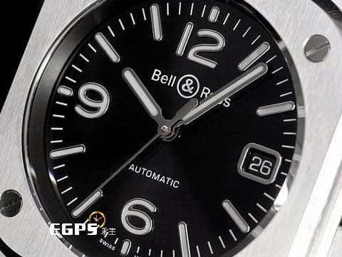 Bell &amp; Ross 柏萊士 Urban系列 BR-05 Black Steel 不鏽鋼 橡膠錶帶 BR05A-BL-ST/SRB 大三針&nbsp;2026年保卡 自動上鍊 40mm
