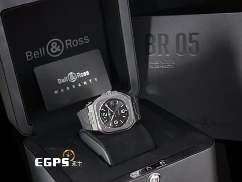 Bell &amp; Ross 柏萊士 Urban系列 BR-05 Black Steel 不鏽鋼 橡膠錶帶 BR05A-BL-ST/SRB 大三針&nbsp;2026年保卡 自動上鍊 40mm