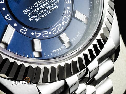 ROLEX 勞力士 Sky-Dweller 蠔式 天行者 336934 最新9002機芯 亮藍色面盤 沙羅系統 年曆錶 兩地時區 經典三角坑紋錶圈 2025年保卡 紀念型（Jubilee）五銖錶帶 自動上鍊 42mm