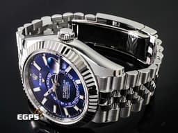 ROLEX 勞力士 Sky-Dweller 蠔式 天行者 336934 <font color=#0080FF>最新9002機芯 亮藍色面盤</font> 沙羅系統 年曆錶 兩地時區 經典三角坑紋錶圈 <font color=#FF0000>2025年保卡 紀念型（Jubilee）五銖錶帶</font> 自動上鍊 42mm