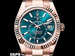 ROLEX 勞力士 Sky-Dweller 蠔式 天行者 336935 <font color="#46afc8">最新9002新機芯 藍綠色面盤</font> 永恆玫瑰金 沙羅系統 年曆錶 兩地時區 經典三角坑紋錶圈 <font color="#FF0000">2024年保卡 蠔式（Oyster）三節錶帶</font> 自動上鍊 42mm
