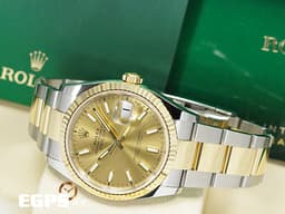 ROLEX 勞力士 Datejust 36 蠔式日誌型 126233 <font color="#FFD700">皇帝金 金色面盤</font> 18K黃金 半金款 DJ36 經典三角坑紋錶圈 <font color="#FF0000">2026年新式保卡 蠔式（Oyster）三節錶帶</font> 自動上鍊 36mm