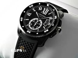 CARTIER 卡地亞 Calibre de Cartier Diver 潛水錶 WSCA0006 小秒針 <font color="#05f0f0">ADLC碳鍍不鏽鋼材質</font> <font color="#FF0000">2023年保卡</font> 自動上鍊 42mm