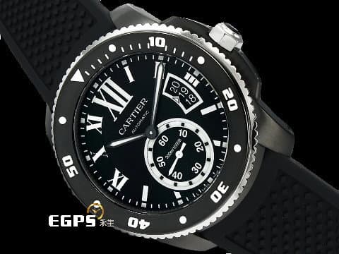 CARTIER 卡地亞 Calibre de Cartier Diver 潛水錶 WSCA0006 小秒針 ADLC碳鍍不鏽鋼材質 2023年保卡 自動上鍊 42mm