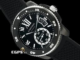 CARTIER 卡地亞 Calibre de Cartier Diver 潛水錶 WSCA0006 小秒針 <font color="#05f0f0">ADLC碳鍍不鏽鋼材質</font> <font color="#FF0000">2023年保卡</font> 自動上鍊 42mm