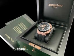 Audemars Piguet 愛彼 AP錶 Royal Oak Offshore 26401 皇家橡樹離岸型 玫瑰金材質 計時碼表 26401RO.OO.A002CA.01 <font color="#fafa01">經典螺絲外露六角黑色陶瓷錶圈 大金貓&nbsp;</font><font color="#ff0000">2017年保單</font> 自動上鍊 自動上鏈 44mm