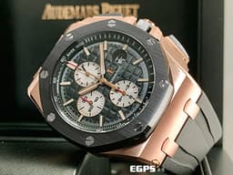 Audemars Piguet 愛彼 AP錶 Royal Oak Offshore 26401 皇家橡樹離岸型 玫瑰金材質 計時碼表 26401RO.OO.A002CA.01 <font color="#fafa01">經典螺絲外露六角黑色陶瓷錶圈 大金貓&nbsp;</font><font color="#ff0000">2017年保單</font> 自動上鍊 自動上鏈 44mm
