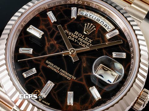 ROLEX 勞力士 Day-Date 40 DD 蠔式 星期日曆型 228235 永恆玫瑰金  赤鐵石英 稀少的特殊礦石面盤 2022年保卡 保有部分原廠膠膜&nbsp;自動上鍊 40mm