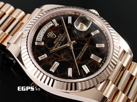 ROLEX 勞力士 Day-Date 40 DD 蠔式 星期日曆型 228235 永恆玫瑰金  赤鐵石英 稀少的特殊礦石面盤 2022年保卡 保有部分原廠膠膜&nbsp;自動上鍊 40mm