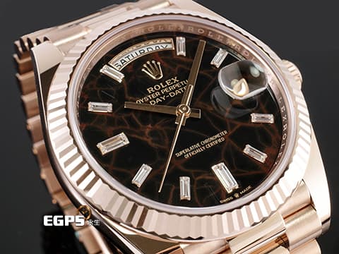 ROLEX 勞力士 Day-Date 40 DD 蠔式 星期日曆型 228235 永恆玫瑰金  赤鐵石英 稀少的特殊礦石面盤 2022年保卡 保有部分原廠膠膜&nbsp;自動上鍊 40mm