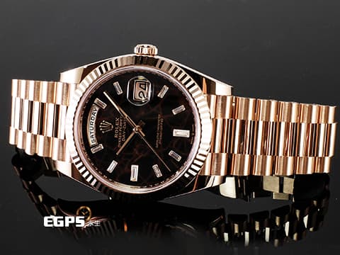 ROLEX 勞力士 Day-Date 40 DD 蠔式 星期日曆型 228235 永恆玫瑰金  赤鐵石英 稀少的特殊礦石面盤 2022年保卡 保有部分原廠膠膜&nbsp;自動上鍊 40mm