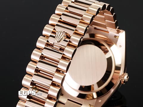 ROLEX 勞力士 Day-Date 40 DD 蠔式 星期日曆型 228235 永恆玫瑰金 赤鐵石英 稀少的特殊礦石面盤 原廠鑲嵌方形鑽石時標 2026年6月 新式木質保卡 自動上鍊 40mm