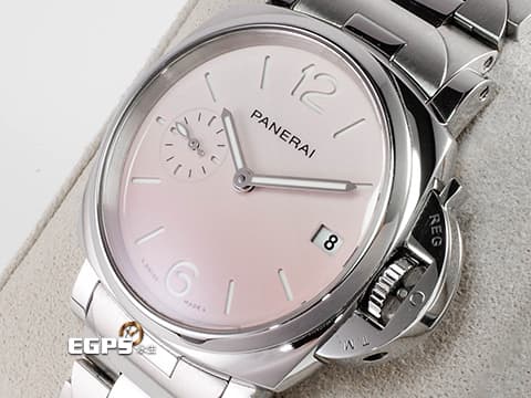 PANERAI 沛納海 Luminor Due Pastello PAM01319 PAM1319 三日鍊 不鏽鋼材質 櫻花粉色漸層面盤 白色指針及時標  2025年保卡 適合女士配戴的38mm錶徑  自動上鍊 38mm