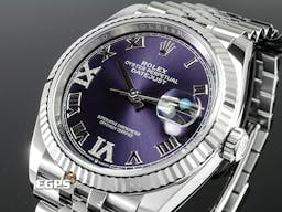 ROLEX 勞力士 Datejust 36 蠔式日誌型 126234 <font color=#B15BFF>原廠VI、IX鑲鑽 茄紫色面盤</font> 不鏽鋼 DJ36 經典三角坑紋錶圈 <font color=#FF0000>2021年保卡 紀念型（Jubilee）五銖錶帶</font> 自動上鍊 36mm