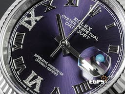 ROLEX 勞力士 Datejust 36 蠔式日誌型 126234 <font color=#B15BFF>原廠VI、IX鑲鑽 茄紫色面盤</font> 不鏽鋼 DJ36 經典三角坑紋錶圈 <font color=#FF0000>2021年保卡 紀念型（Jubilee）五銖錶帶</font> 自動上鍊 36mm