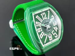 Franck Muller 法蘭穆勒 FM Vanguard Beach V41 大地綠 玻璃纖維複合物材質 <font color=#29bb1c>鮮綠色面盤搭配波浪紋錶殼 彷彿置身於綠意盎然的沙灘上</font> V41 SC DT 大三針 酒桶型 <font color=#FF0000>亞太區專屬限定 2025年保單</font> 自動上鍊 41mm