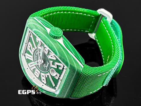 Franck Muller 法蘭穆勒 FM Vanguard Beach V41 大地綠 玻璃纖維複合物材質 鮮綠色面盤搭配波浪紋錶殼 彷彿置身於綠意盎然的沙灘上 V41 SC DT 大三針 酒桶型 亞太區專屬限定 2025年保單 自動上鍊 41mm