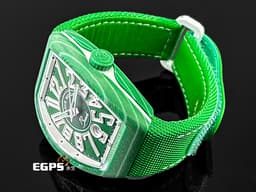 Franck Muller 法蘭穆勒 FM Vanguard Beach V41 大地綠 玻璃纖維複合物材質 <font color=#29bb1c>鮮綠色面盤搭配波浪紋錶殼 彷彿置身於綠意盎然的沙灘上</font> V41 SC DT 大三針 酒桶型 <font color=#FF0000>亞太區專屬限定 2025年保單</font> 自動上鍊 41mm