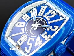 Franck Muller 法蘭穆勒 FM Vanguard Beach 深海藍 最新玻璃纖維複合材質錶殼 <font color="#4169e1">海藍色面盤搭配波浪紋錶殼 彷彿置身海洋度假勝地</font> V41 SC DT 大三針 酒桶型 <font color="#FF0000">亞太區專屬限定 2026年保單</font> 自動上鍊 41mm