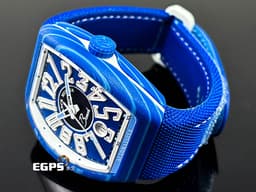 Franck Muller 法蘭穆勒 FM Vanguard Beach 深海藍 最新玻璃纖維複合材質錶殼 <font color="#4169e1">海藍色面盤搭配波浪紋錶殼 彷彿置身海洋度假勝地</font> V41 SC DT 大三針 酒桶型 <font color="#FF0000">亞太區專屬限定 2026年保單</font> 自動上鍊 41mm