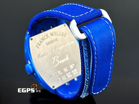 Franck Muller 法蘭穆勒 FM Vanguard Beach 深海藍 最新玻璃纖維複合材質錶殼 海藍色面盤搭配波浪紋錶殼 彷彿置身海洋度假勝地 V41 SC DT 大三針 酒桶型 亞太區專屬限定 2026年保單 自動上鍊 41mm