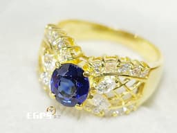 寶石 藍色寶石 寶石戒指 天然鑽石 黃K金 戒指 鑲鑽 配鑽 藍色寶石戒指