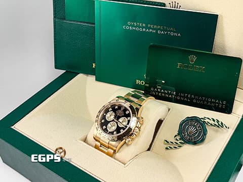 ROLEX 勞力士 Cosmograph Daytona 宇宙計時型 迪通拿 126508G 亮黑色錶面搭配金色計時盤 原廠鑽石時標 126508 G 計時碼表  2025年新式保卡 賽車錶 自動上鍊 40mm