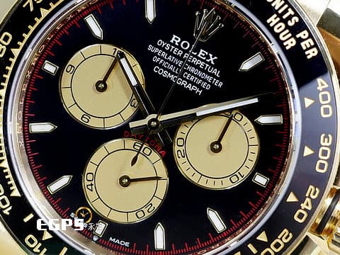 ROLEX 勞力士 Daytona 126518LN 126518 LN 迪通拿 計時碼表 18K黃金材質 陶瓷錶圈 黑底黃金圈熊貓面盤 最!最!最!新款快調錶扣!!! 金色指針 保羅紐曼面盤 2024年保單  歡迎各路錶友以 PP、AP、勞力士 來店交換，本店將以最高價評估～ 賽車錶 自動上鍊 40mm