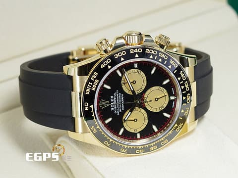 ROLEX 勞力士 Daytona 126518LN 126518 LN 迪通拿 計時碼表 18K黃金材質 陶瓷錶圈 黑底黃金圈熊貓面盤 最!最!最!新款快調錶扣!!! 金色指針 保羅紐曼面盤 2024年保單  歡迎各路錶友以 PP、AP、勞力士 來店交換，本店將以最高價評估～ 賽車錶 自動上鍊 40mm