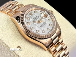 ROLEX 勞力士 Lady-Datejust 26 蠔式日誌型 179175 Met&nbsp;<font color="#79c9ec">原廠鑽石時標 Meteorite 隕石面盤</font>&nbsp;永恆玫瑰金 DJ26 經典三角坑紋錶圈&nbsp;<font color="#FF0000">台灣公司貨 元首型（President）錶帶 總統帶</font>&nbsp;自動上鍊 26mm